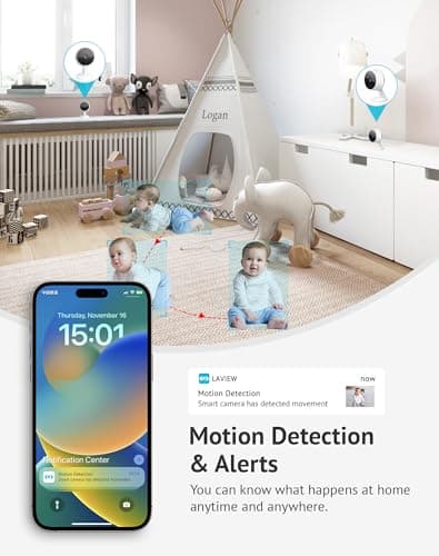 LaView 4MP 2K Cameras for Home Security Indoor, 5G& 2.4GHz Home Security Camera for Baby/Elder/Pet/Nanny,US Cloud Service,Compatible with Alexa iOS & Android 6