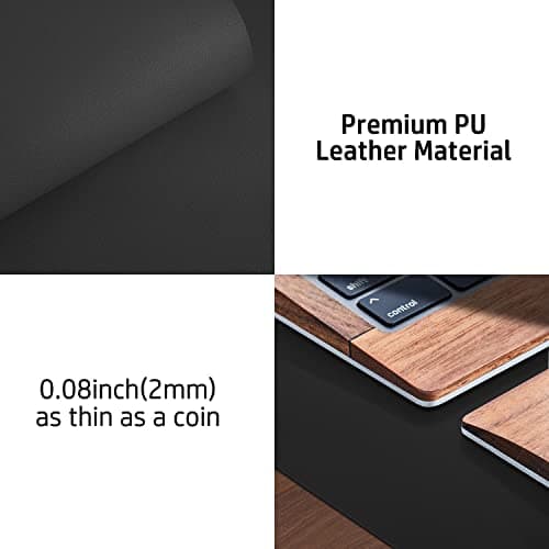 Aothia Non-Slip Waterproof PU Leather Desk Pad Protector for Mouse, Writing Desk, Office, Home, Laptop Blotter, 23.6" x 13.7", Black 7