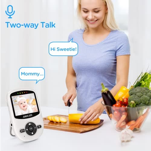 ANMEATE Video Baby Monitor with Digital Camera, Digital 2.4Ghz Wireless Video Monitor with Temperature Monitor, 960ft Transmission Range, 2-Way Talk, Night Vision, High Capacity Battery（1 Camera） 5