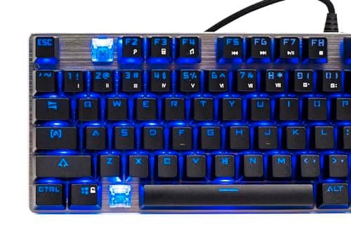 Kado Full Size Mechanical Keyboard, Wired USB 104 Keys Office Gaming Keyboard with Number Pad Slim Illuminated, Blue Switches Blue LED Backlit, Mechanical Keyboard for Windows Laptop PC Mac Gamer 5