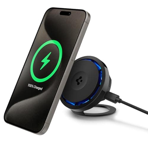 Spigen for MagSafe Charger, Qi2 15W Wireless Cooling Fan OneTap Pro 3 Cryomax (MagFit) Compatible with iPhone 17/16/15/14/13/12 Pixel 10 Pixelsnap Magnetic Cases & More, Sleep Friendly - Kickstand