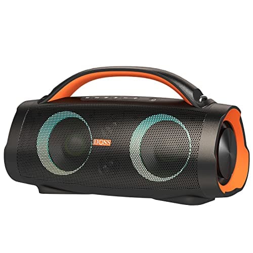 DOSS Extreme Boom Pro Bluetooth Speaker with 100W Stereo Sound, Rich Bass, IPX6 Waterproof, 20H Playtime, Power Bank, Mixed Color Light, Portable for Outdoor, Camping, Beach - Orange