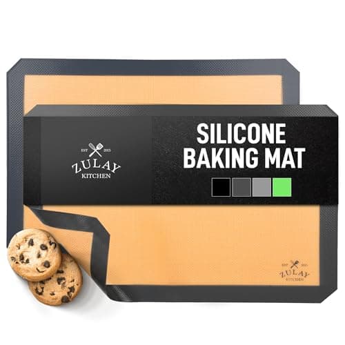 Zulay Kitchen Silicone Baking Mat Set – 2-Pack 16.5″ × 11.6″ Reusable Non-Stick Silicone Baking Sheets, Food-Safe, Heat-Resistant up to 250°F – Perfect for Cookies, Pastries & Oven Use (Dark Gray)