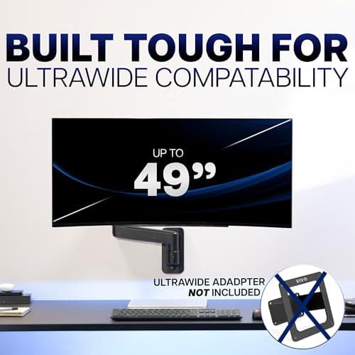 VIVO Premium Ultrawide Monitor Counterbalance Wall Mount for up to 49 inch Screens, Holds 44 lbs, Full Motion, Max VESA 100x100, Black, MOUNT-V101V 5