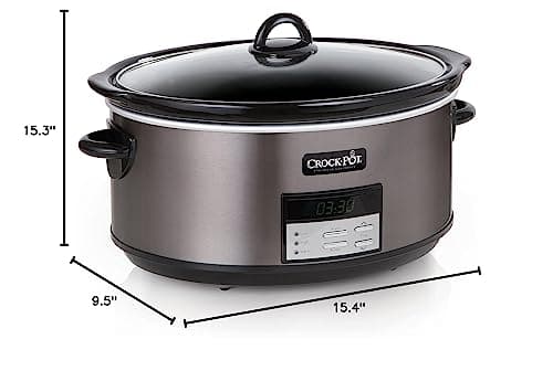 Crock-Pot Large 8-Quart Programmable Slow Cooker with Auto Warm Setting Black Stainless Steel 8