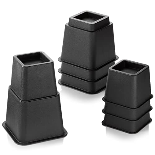 HOLDN’ STORAGE Adjustable Bed Risers and Furniture Risers-Stackable Bed Lift 3, 5, or 8 Inch-Set of 4 Bed Risers-Heavy Duty-Perfect for College Dorms- Supports up to 1,300 lbs–Fits Legs up to 2.75” W 7