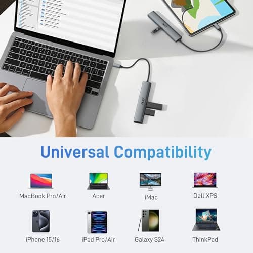Acer 5 in 1 USB C Hub with 4K HDMI, 100W Power Delivery, 3 USB A Data Ports, USB C to HDMI Multiport Adapter for Laptop, PC, Tablet, MacBook Air, iPad Air, iMac, iPhone 15/16 Pro/Pro Max 8