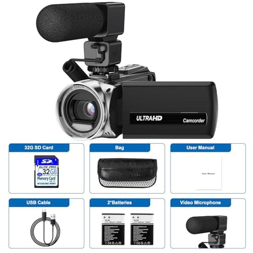 Video Camera Camcorder FHD 1080P 36MP Vlogging Camera for Youtube Video Recorder 3.0" 270 Degree Rotation Screen Video Cameras for Filming with Microphone,32GB SD Card and 2 Batteries 8