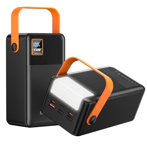 EnergyQC Power Bank 72000mAh Power Station, 130W Fast Charging, Portable Outdoor Generator with Smart Digital Display, Retractable Lighting - Perfect for Travel, Camping, Home Backup