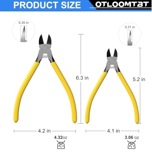 OTLOOMTBT 6-In and 5-In 2 PCS Ultra Sharp Compact Wire Cutters with Long Flat Nose Pliers Ideal for Cutting Crafts, Flowers, Plastics, Appliances and Any Clean Cutting Needs Powerful Wire Cutter 8