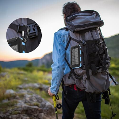 YELOMIN Solar Charger, 20000mAh Portable Type-C Solar Power Bank with 4 Cables, Waterproof Battery Pack, Outdoor External Backup Power Charger Six Outputs/LED Flashlights, Perfect for Camping Travel 9