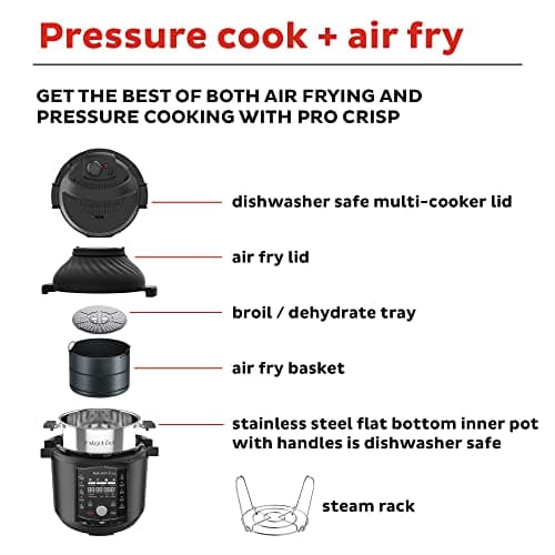 Instant Pot Pro Crisp 11-in-1 Air Fryer and Electric Pressure Cooker Combo with Multicooker Lids that Air Fries, Steams, Slow Cooks, Sautés, Dehydrates, & More, Free App With Over 800 Recipes, 8 Quart 6