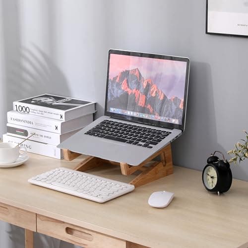 Nuvograin Wooden Vertical Laptop Stand for Desk, Bamboo Laptop Holder Compatible with MacBook Air Pro/Dell XPS/Surface Pro/HP/Pixelbook/Lenovo, More 13-15.6 Inch Laptops 7