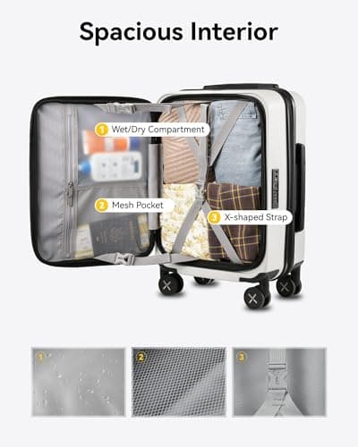 LUGGEX Carry On Luggage with Front Opening, Expandable Polycarbonate Hard Shell Suitcase with Wheels (Blue, 20 Inch, 27.2L) 7