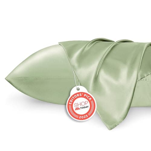 Bedsure Satin Pillowcases, Similar to Silk Pillow Cases Queen Size Set of 2, Pillow Case for Sleeping Women with Envelope Closure, Gifts for Women Men, Sage Green, 20x30 Inches, 2pcs