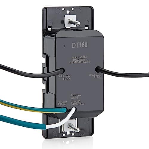 Leviton Countdown Timer Switch for bathroom fan and household lights, 10-20-30-60 min, No Neutral Required, Single Pole, 15A, 1/2HP/9.8A Fan/Motor, DT160-1LW, White 15