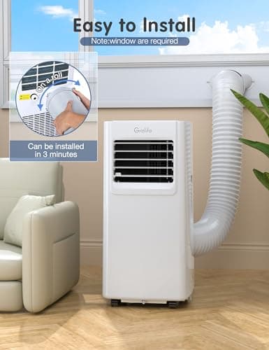 Grelife Portable Air Conditioners,8000BTU 4-in-1 AC Unit with Fan&Dehumidifier,Powerful Cooling up to 350 sq.ft,Portable AC with Smart/Sleep Mode,LED Display,Remote Control,48dB Quiet,24H Timer 6