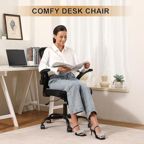Office Chair, Ergonomic Desk Chairs 330LBS Capacity High Back Mesh Computer Chair with Flip-up Armrests, Comfy Work Chair with Adjustable Lumbar Support, Rolling Chair 6