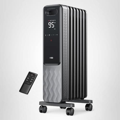 DREO Oil Filled Radiator, Electric Radiant Heaters for indoor use Large Room with Remote Control, Child Lock, 4 Modes, Overheat & Tip-Over Protection, 24h Timer, Digital Thermostat, Quiet, 1500W 9
