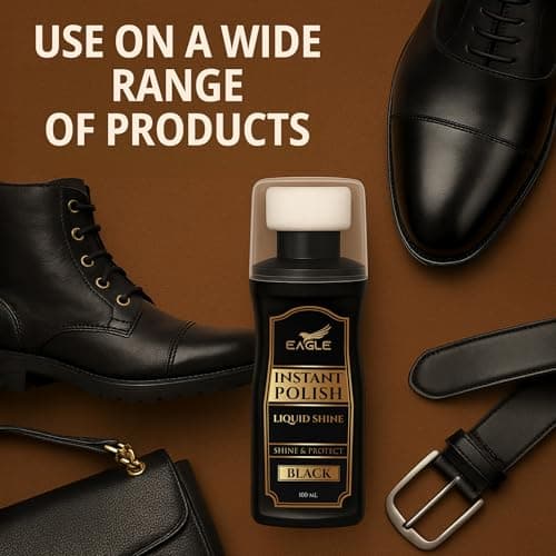 Eagle Black Liquid Shoe Polish for Shoes & Boots - Instant Shine Leather Polish with Built-In Sponge Applicator & 2 Cleaning Wipes | Cleans, Conditions & Restores Shine in Seconds 7