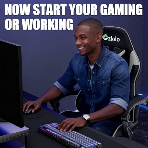 Czlolo Gaming Chair with Footrest Racing Style Lumbar Support Massager Video Game Chair with Metal Legs, High Back Reclining Gamer Chair with Headrest, 360° Swivel Office Computer Desk Chair (Gray) 8