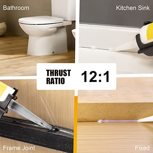 TOLESA Non Drip 12:1 Caulking Gun 10oz- 3 in 1 Hand Caulk Gun Kit, Easy Squeeze Silicone Caulk Gun for Kitchen Bathroom Window 7