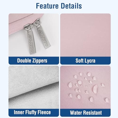 MOSISO Laptop Case 13.3 inch, 13-13.3 inch Laptop Sleeve Bag Compatible with MacBook Air/Pro 13/Pro 14 M5 M4 M3 M2 M1, HP Dell ASUS Lenovo, Neoprene Computer Sleeve Bag with Small Case, Baby Pink 3