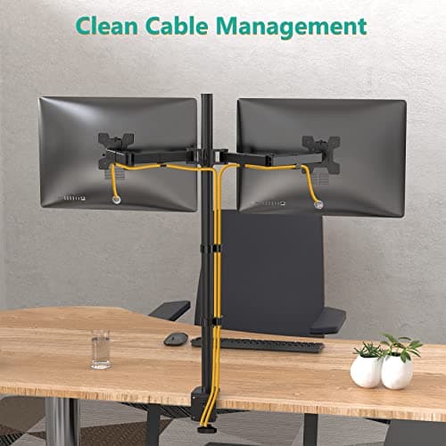 WALI Extra Tall Dual LCD Monitor Fully Adjustable Desk Mount Fits 2 Screens up to 27 inch, 22 lbs. Weight Capacity per Arm (M002XL), Black 9