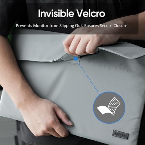 ARZOPA 17.3" Portable Monitor Sleeve Bag, PU Leather Laptop Case for Travel, Grey 6