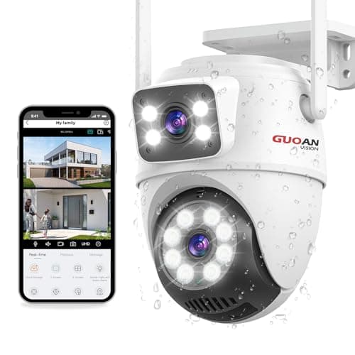 Security Camera Outdoor,【6MP Dual Lens】WiFi Outside Camera for Home Security with Power Cord, 360° View, Auto Tracking, Human Detection, Color Night Vision, IP66 Waterproof, 24/7 Record, SD/Cloud