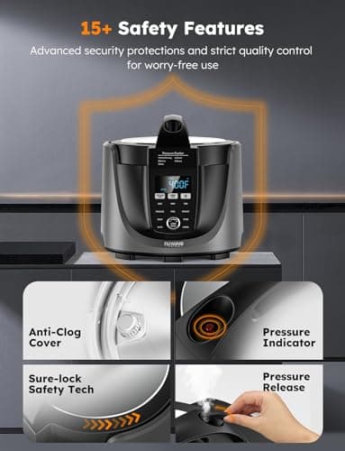 Nuwave Duet Air Fryer, Electric Pressure Cooker & Grill Combo, 540 IN 1 Multicooker with 3 Removable Lids, Slow Cook, Sautés, Dehydrator, 18/10 SS Pot, Sure-Lock Safety Tech & 13 Deluxe Accessories 7