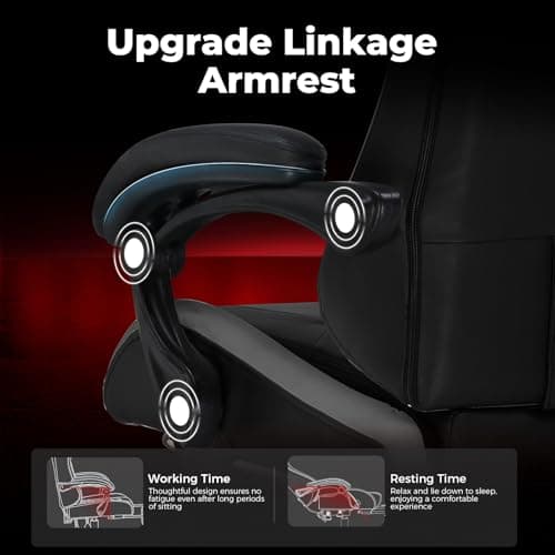 GTPLAYER Gaming Chair with Footrest, Video Game Chairs Racing Style PC Game Chairs 350lbs for Adults - Padded High Back Ergonomic Reclining Silla Gamer, Linkage Armrest, Grey 5