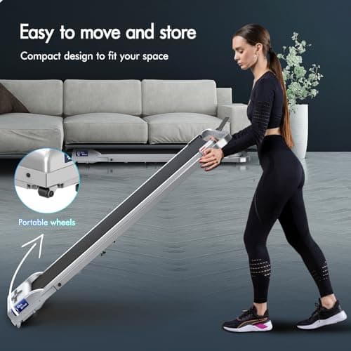 BLACK LORD Walking Pad with Handle Bar, 2.7 HP Quiet Foldable Under Desk Treadmill with Bluetooth Speaker, Portable Running Treadmills for Home, LED Display, App/Remote Control, 330lbs Capacity,Silver 8