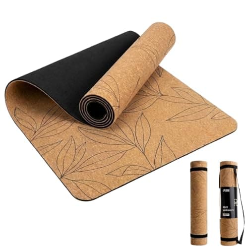Non-Slip Yoga Mat Cork Surface with Natural Grip - Cushioned - for Hot Yoga, Pilates & Stretching - Durable & Sweat-Resistant - by Lunai