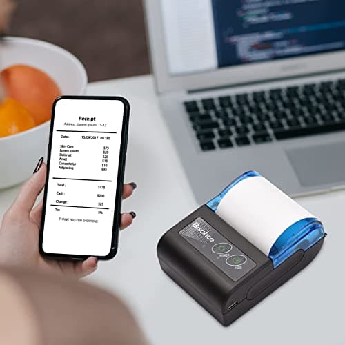 SHUAIGUO Receipt Printer, Portable Mini Thermal Printer 2 inch Wireless USB Receipt Bill Ticket Printer with 58mm Print Paper Compatible with Android Windows for Small Business Restaurant Sales 5