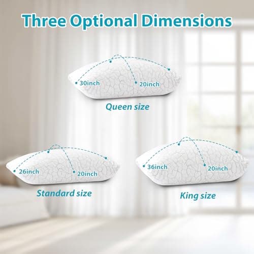 WGAKCED Cooling Pillows for Sleeping 2 Pack, Adjustable Shredded Memory Foam Pillows Queen Size Set of 2, Firm Bed Pillows for Side Back Stomach Hot Sleepers, Cold Pillow with Removable Washable Cover 7