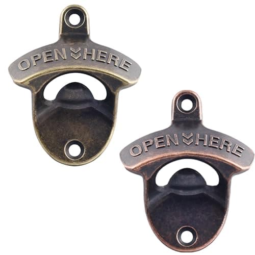 HAIICEN Rustic Wall Mount Bottle Opener Antique Copper, Old Fashion Post Mounted Beer Cap Opener Bronze Stainless for Wood Work Bench Board