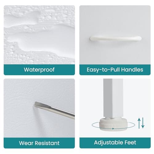 OLIXIS Dresser for Bedroom with 5 Drawers, Wide Chest of Drawers, Fabric Bedroom Dresser with Drawer Organizers, Storage Organizer Unit with Fabric Bins for Closet, Living Room, Hallway, Classic White 6