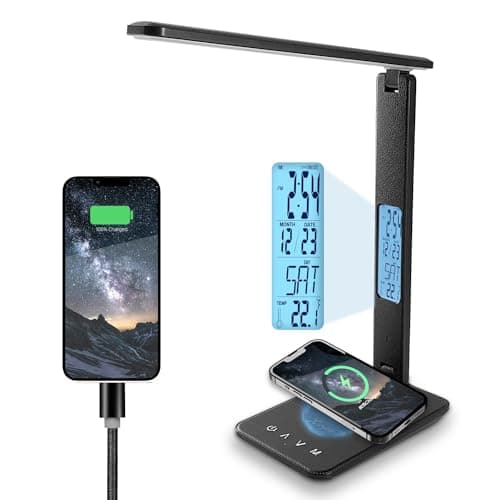 Xicyole Desk lamp,LED Lamp with Wireless Charger,USB Charger Port,Touch Control,3 Color Modes,5 Brightness Levels,Eye-Protecting Table Lamp,Led Lights for Bedroom,Home,Office,Black