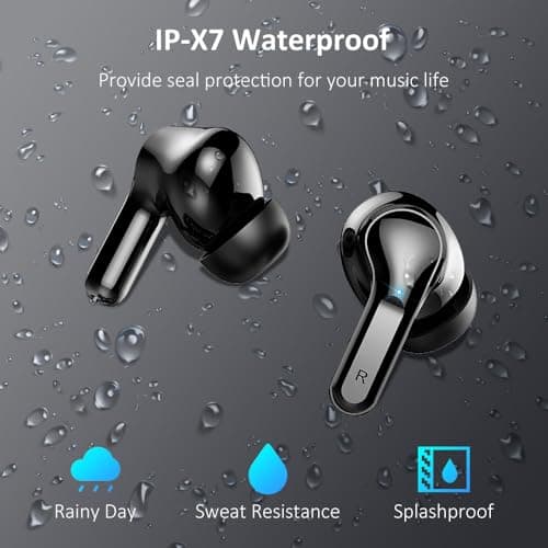 Wireless Earbuds, Bluetooth Headphones 2025 NEW Ear Buds 40H Bass Stereo in-Ear Earphones ENC Noise Cancelling 5.3 Earbuds with 4 HD Mic, USB-C LED Display IP7 Waterproof Sport Headset for Android iOS 8