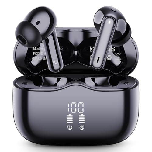 Wireless Earbuds, 2025 Bluetooth 5.4 Headphones in Ear with 4 ENC Noise Cancelling Mic, New Wireless Earphones HiFi Stereo Deep Bass 40H Playtime, LED, In-Ear Bluetooth Ear Buds IP7 Waterproof, USB-C