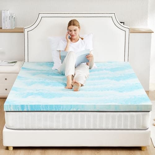 Sweetcrispy Mattress Topper Full, 2 Inch Thick Memory Foam Gel Infused Cooling Toppers Pad for Full Size Bed, Sleeper Sofa, RV, Camper, CertiPUR US Certified, Ventilated and Breathable, Blue 7