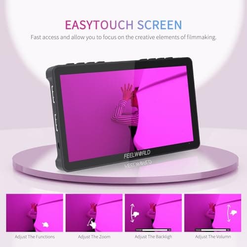 FEELWORLD F5 Pro V4 6 Inch Touch Screen DSLR Camera Field Monitor with 3D LUT F970 External Kit Install for Power Wireless Transmission IPS FHD1920x1080 4K HDMI Input Output 5V Type-c Input Tilt Arm 5