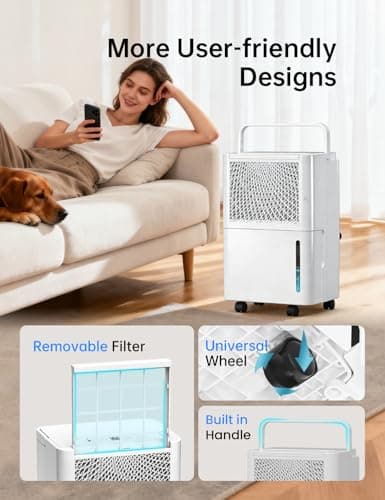 HUMSURE 2500 Sq. Ft 30 Pints Dehumidifier Equipped With Drainage Hose, Automatic Defrosting, for Basement, Home, Bathroom, Bedroom,24-Hour Timer Function 7
