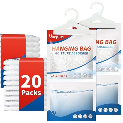 Vacplus Moisture Absorbers Packets, Fragrance Free 20 Pack, Humidity Packs, Dessicant Packets, Hanging Closet Dehumidifier Bags, Odor Eliminator for Bathroom 9.8OZ