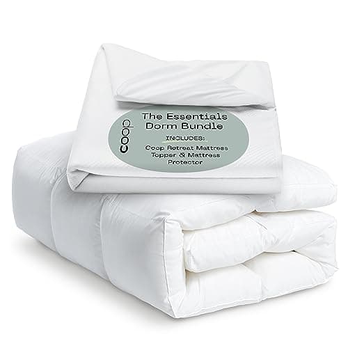 Coop Home Goods Essentials Dorm Bundle, Twin XL - (1) Coop Retreat Mattress Topper (36" x78"), Soft Microfiber + (1) Ultra Luxe Waterproof Mattress Protector, Breathable College Dorm Room Bedding
