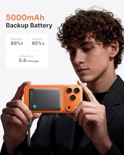 INIU for MagSafe Portable Charger, Ultra Slim 5000mAh Magnetic Power Bank, Qi2 Certified 15W Fast Charging, with USB C Cable & Stand, MagSafe Compatible Battery Pack, for iPhone 17 16 15 14 13 12 Only 6