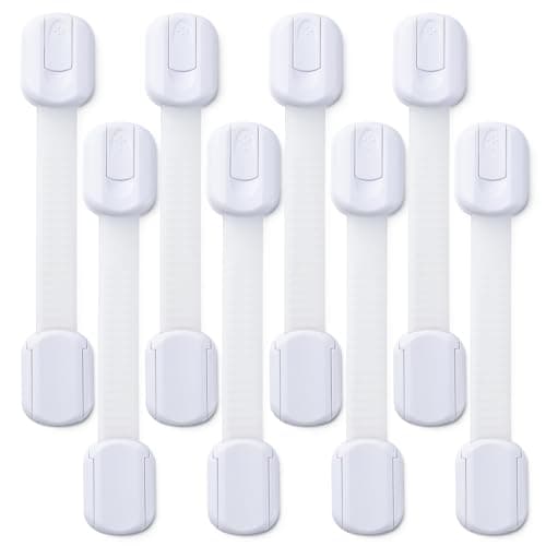 Cabinet Locks Baby Proofing -（8 Pack） Child Proof Cabinet Locks，Fridge，Oven ，Toilet Seat， Kitchen，Cupboard Appliance，Child Proof Door Lock - Multi Purpose Adjustable Strap No Drill No Screws