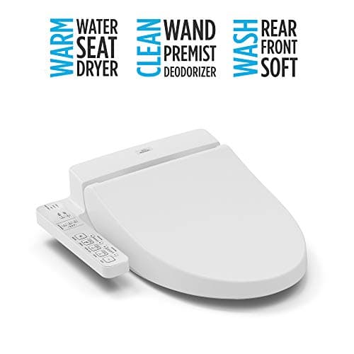TOTO SW2034#01 C100 Electronic Bidet Toilet Cleansing Water, Heated Seat, Deodorizer, Warm Air Dryer, and PREMIST, Elongated, Cotton White 23