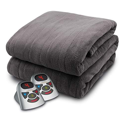Biddeford Blankets Micro Plush Electric Heated Blanket with Digital Controller, Queen, Grey
